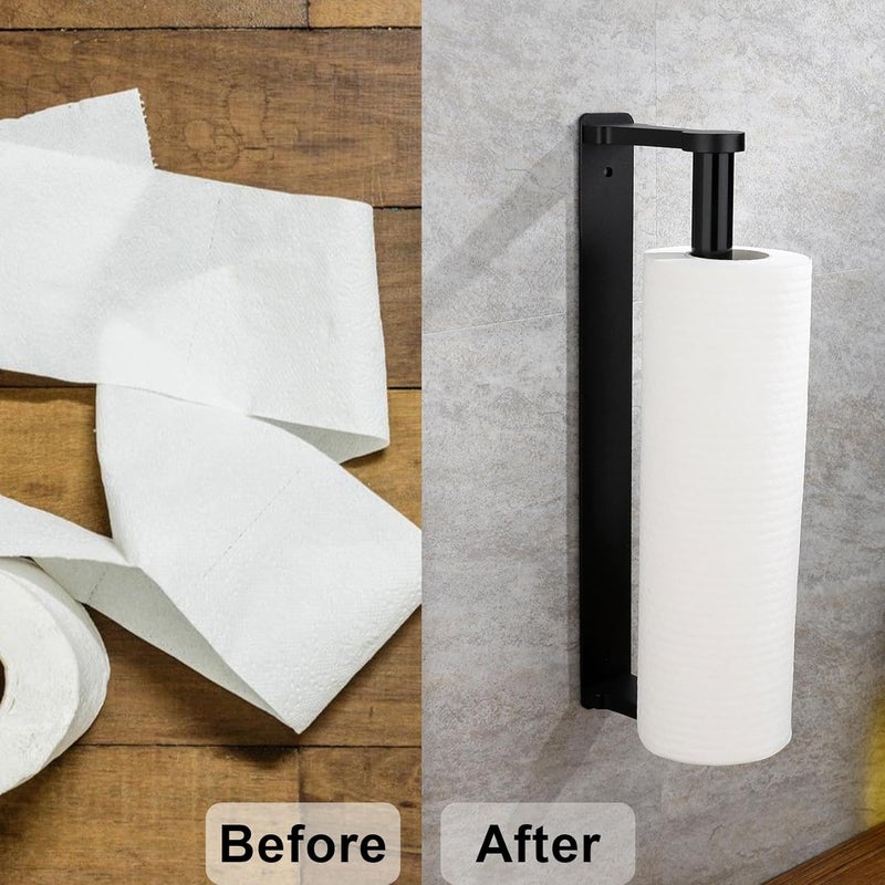 MONEER Paper Towel Holder Under Cabinet, Paper Towel Holder, Aluminum Alloy Kitchen Towel Holders, Self Adhesive Kitchen Roll Holder for Kitchen, Bathroom, Living Room (Black) - Image 3